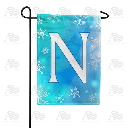 Snowflakes Monogram Double Sided Garden Flag