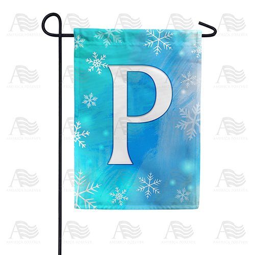 Snowflakes Monogram Double Sided Garden Flag