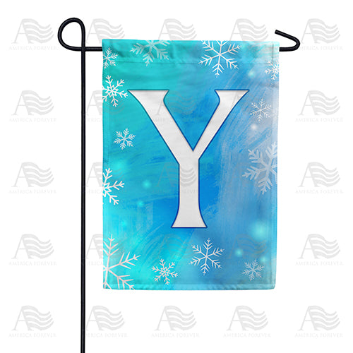 Snowflakes Monogram Double Sided Garden Flag
