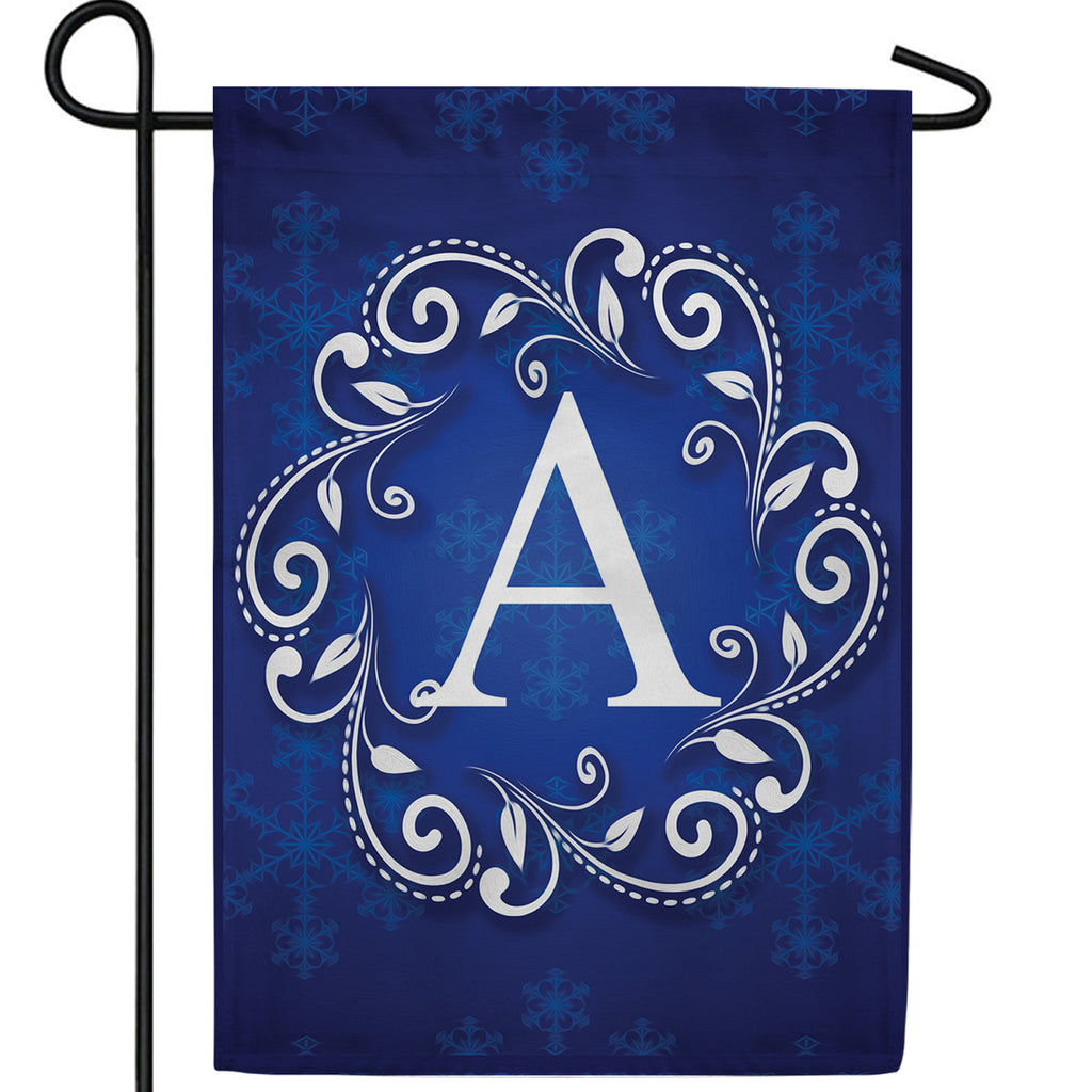Royal Blue Winter Monogram Double Sided Garden Flag