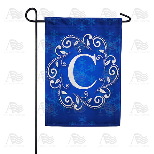 Royal Blue Winter Monogram Double Sided Garden Flag