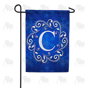 Royal Blue Winter Monogram Double Sided Garden Flag