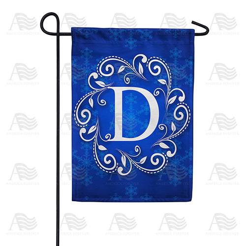 Royal Blue Winter Monogram Double Sided Garden Flag