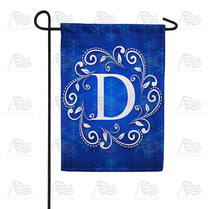 Royal Blue Winter Monogram Double Sided Garden Flag