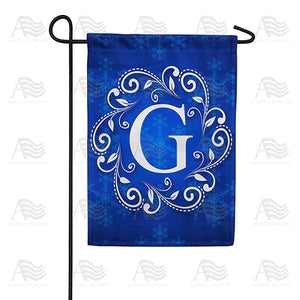 Royal Blue Winter Monogram Double Sided Garden Flag