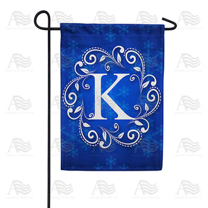 Royal Blue Winter Monogram Double Sided Garden Flag