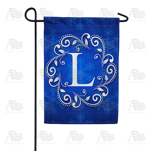 Royal Blue Winter Monogram Double Sided Garden Flag