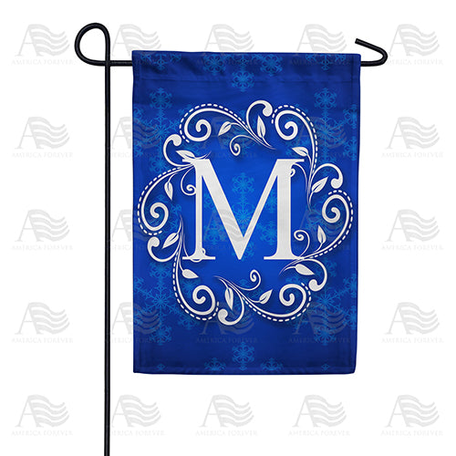 Royal Blue Winter Monogram Double Sided Garden Flag