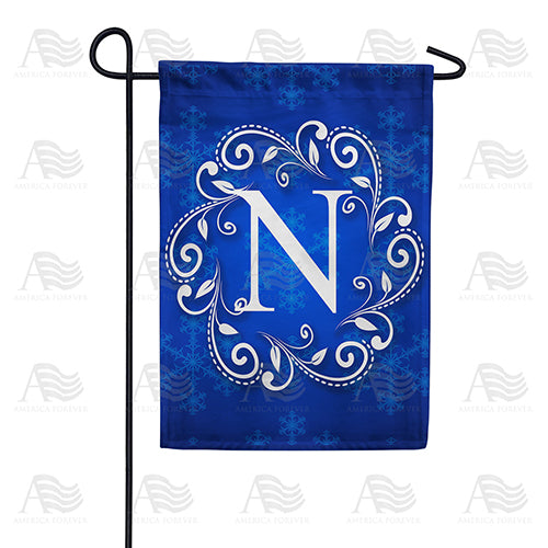 Royal Blue Winter Monogram Double Sided Garden Flag