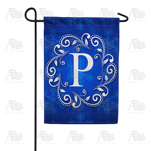 Royal Blue Winter Monogram Double Sided Garden Flag