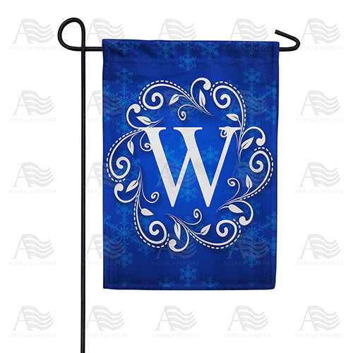 Royal Blue Winter Monogram Double Sided Garden Flag
