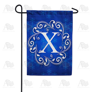 Royal Blue Winter Monogram Double Sided Garden Flag