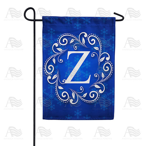 Royal Blue Winter Monogram Double Sided Garden Flag