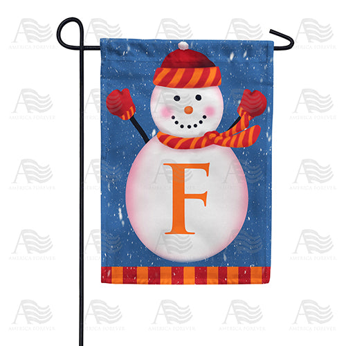 Cheerful Snowman Monogram Double Sided Garden Flag