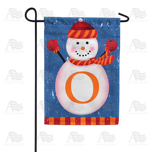 Cheerful Snowman Monogram Double Sided Garden Flag