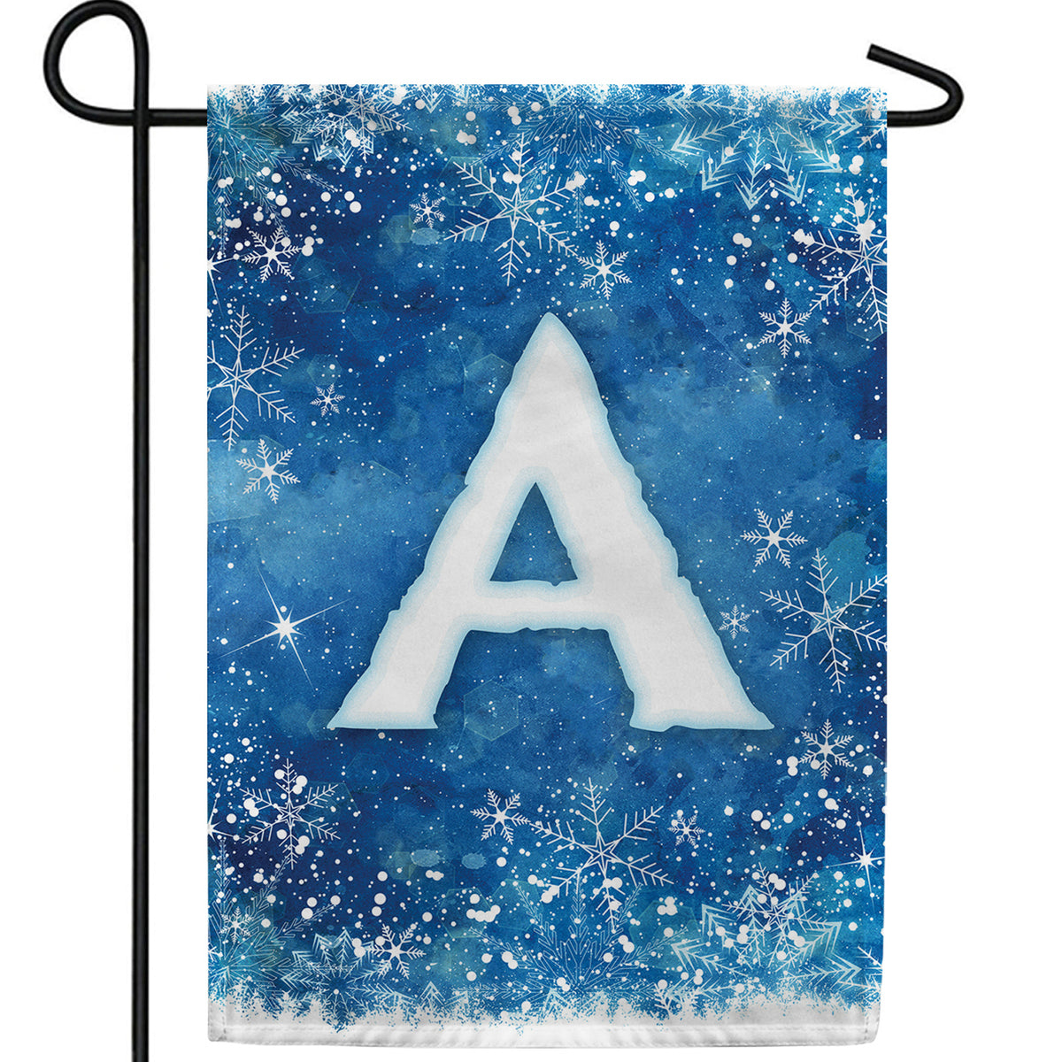 Icy Snowflakes Monogram Double Sided Garden Flag