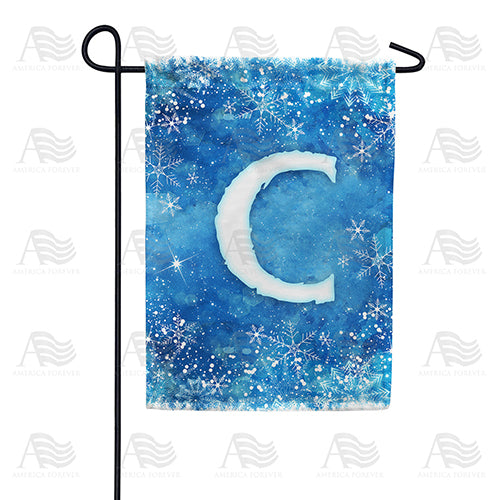 Icy Snowflakes Monogram Double Sided Garden Flag