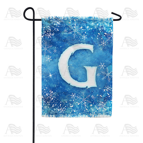 Icy Snowflakes Monogram Double Sided Garden Flag
