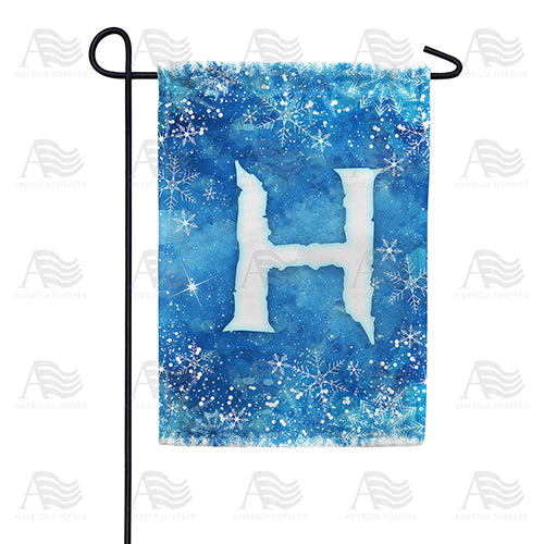 Icy Snowflakes Monogram Double Sided Garden Flag
