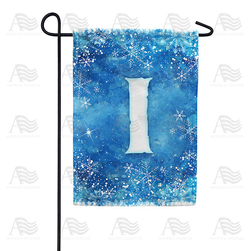 Icy Snowflakes Monogram Double Sided Garden Flag