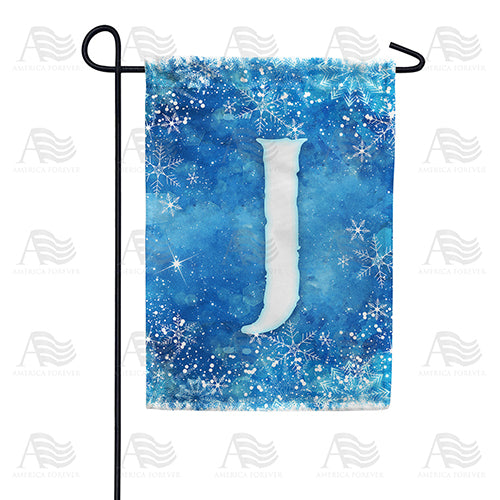 Icy Snowflakes Monogram Double Sided Garden Flag