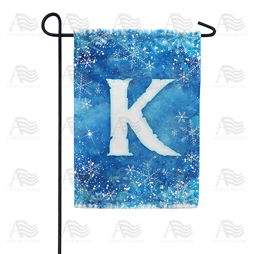 Icy Snowflakes Monogram Double Sided Garden Flag