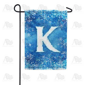 Icy Snowflakes Monogram Double Sided Garden Flag