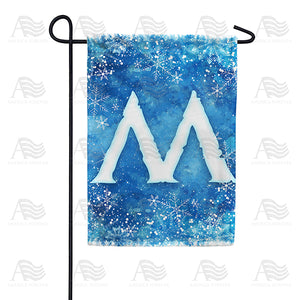 Icy Snowflakes Monogram Double Sided Garden Flag