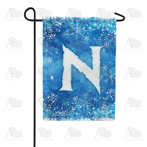 Icy Snowflakes Monogram Double Sided Garden Flag