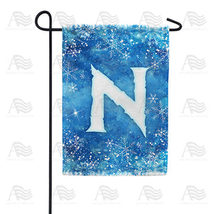 Icy Snowflakes Monogram Double Sided Garden Flag