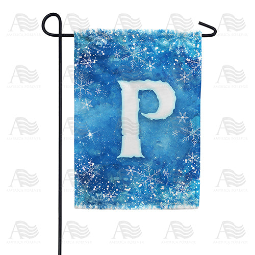 Icy Snowflakes Monogram Double Sided Garden Flag