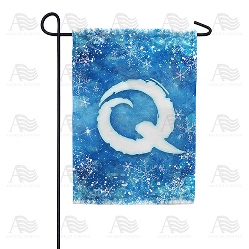 Icy Snowflakes Monogram Double Sided Garden Flag