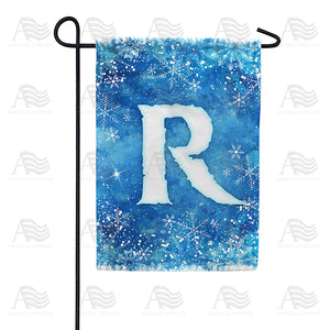 Icy Snowflakes Monogram Double Sided Garden Flag