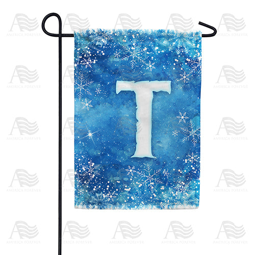 Icy Snowflakes Monogram Double Sided Garden Flag