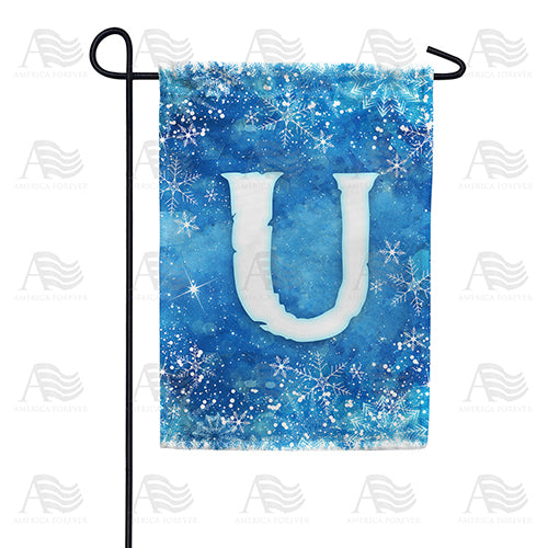Icy Snowflakes Monogram Double Sided Garden Flag