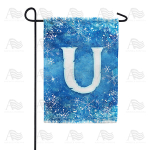 Icy Snowflakes Monogram Double Sided Garden Flag