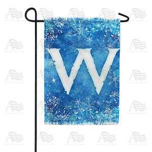 Icy Snowflakes Monogram Double Sided Garden Flag