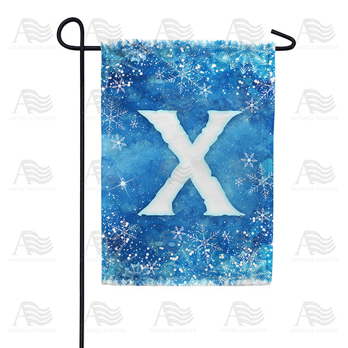 Icy Snowflakes Monogram Double Sided Garden Flag