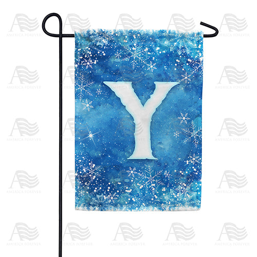 Icy Snowflakes Monogram Double Sided Garden Flag