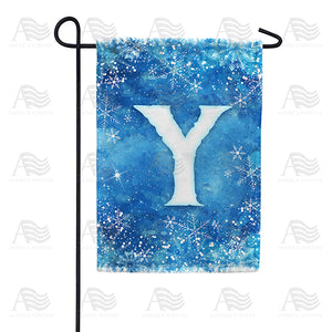 Icy Snowflakes Monogram Double Sided Garden Flag