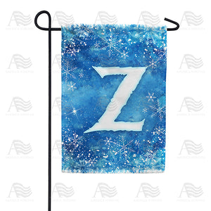 Icy Snowflakes Monogram Double Sided Garden Flag
