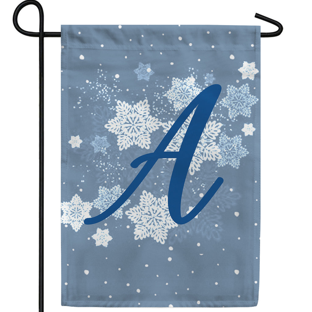 Blue Winter Monogram Double Sided Garden Flag