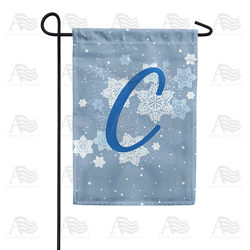 Blue Winter Monogram Double Sided Garden Flag