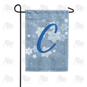 Blue Winter Monogram Double Sided Garden Flag