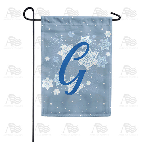Blue Winter Monogram Double Sided Garden Flag