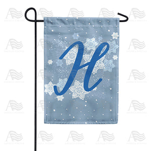 Blue Winter Monogram Double Sided Garden Flag