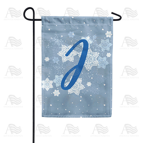 Blue Winter Monogram Double Sided Garden Flag