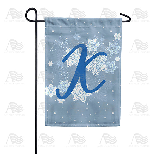 Blue Winter Monogram Double Sided Garden Flag