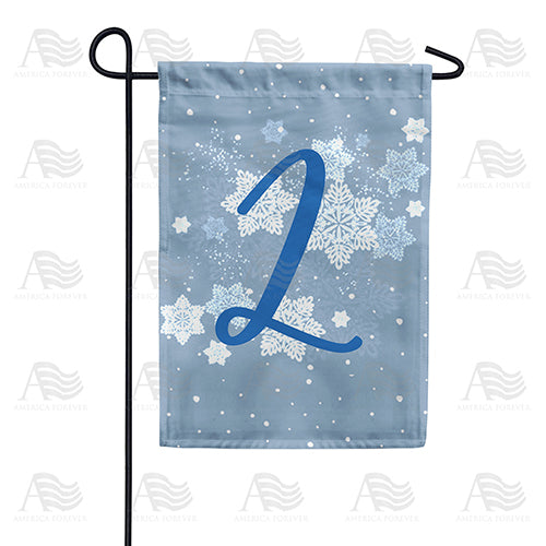 Blue Winter Monogram Double Sided Garden Flag