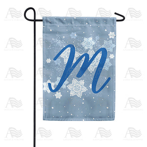 Blue Winter Monogram Double Sided Garden Flag